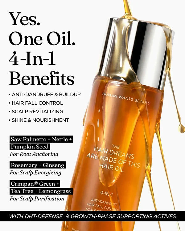 The Hair Dreams Are Made Of This Hair Oil with 4-in-1 benefits and active ingredients for dandruff and hair fall control