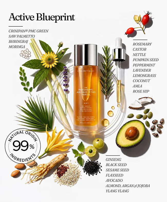 The Hair Dreams Are Made Of This Hair Oil with active ingredients for root energizing, dandruff and hair fall control